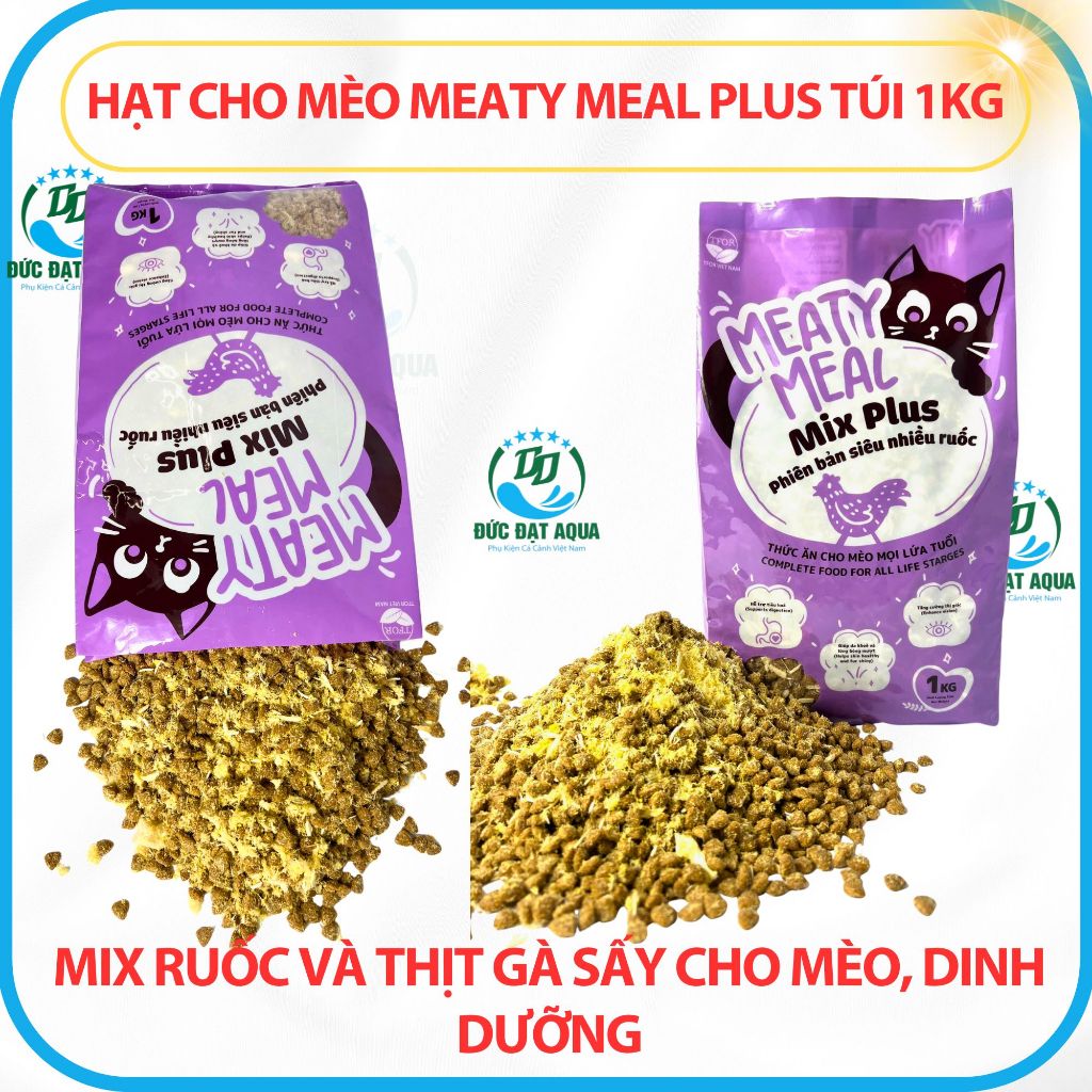 Hạt cho mèo MEATY MEAL PLUS Túi 1KG mix ruốc và thịt gà sấy cho mèo, dinh dưỡng tốt cao cấp 3