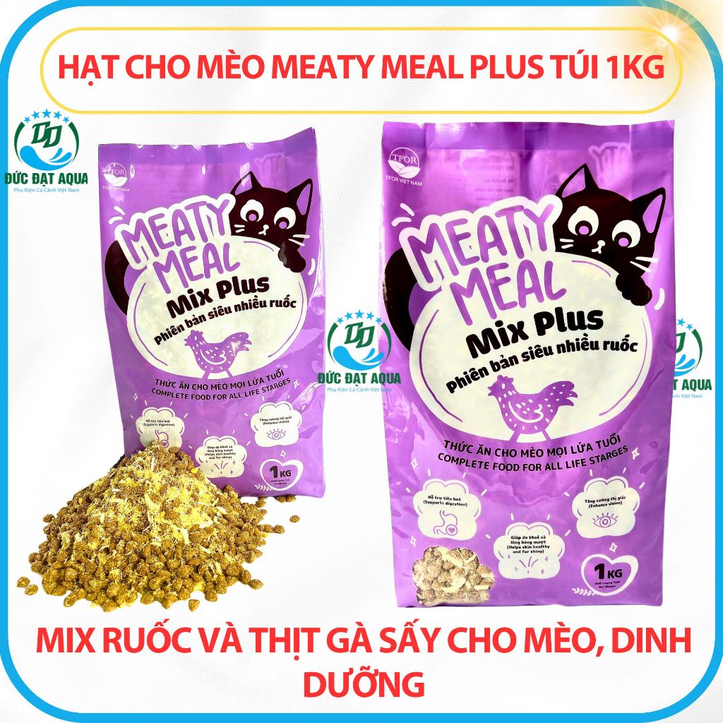 Hạt cho mèo MEATY MEAL PLUS Túi 1KG mix ruốc và thịt gà sấy cho mèo, dinh dưỡng tốt cao cấp 5