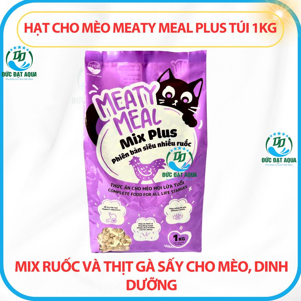 Hạt cho mèo MEATY MEAL PLUS Túi 1KG mix ruốc và thịt gà sấy cho mèo, dinh dưỡng tốt cao cấp 6