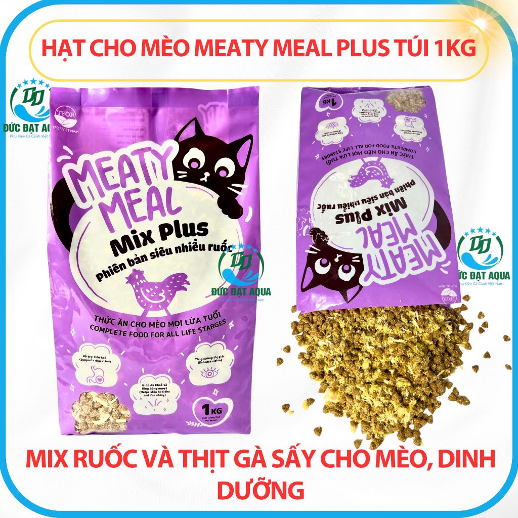 Hạt cho mèo MEATY MEAL PLUS Túi 1KG mix ruốc và thịt gà sấy cho mèo, dinh dưỡng tốt cao cấp 2