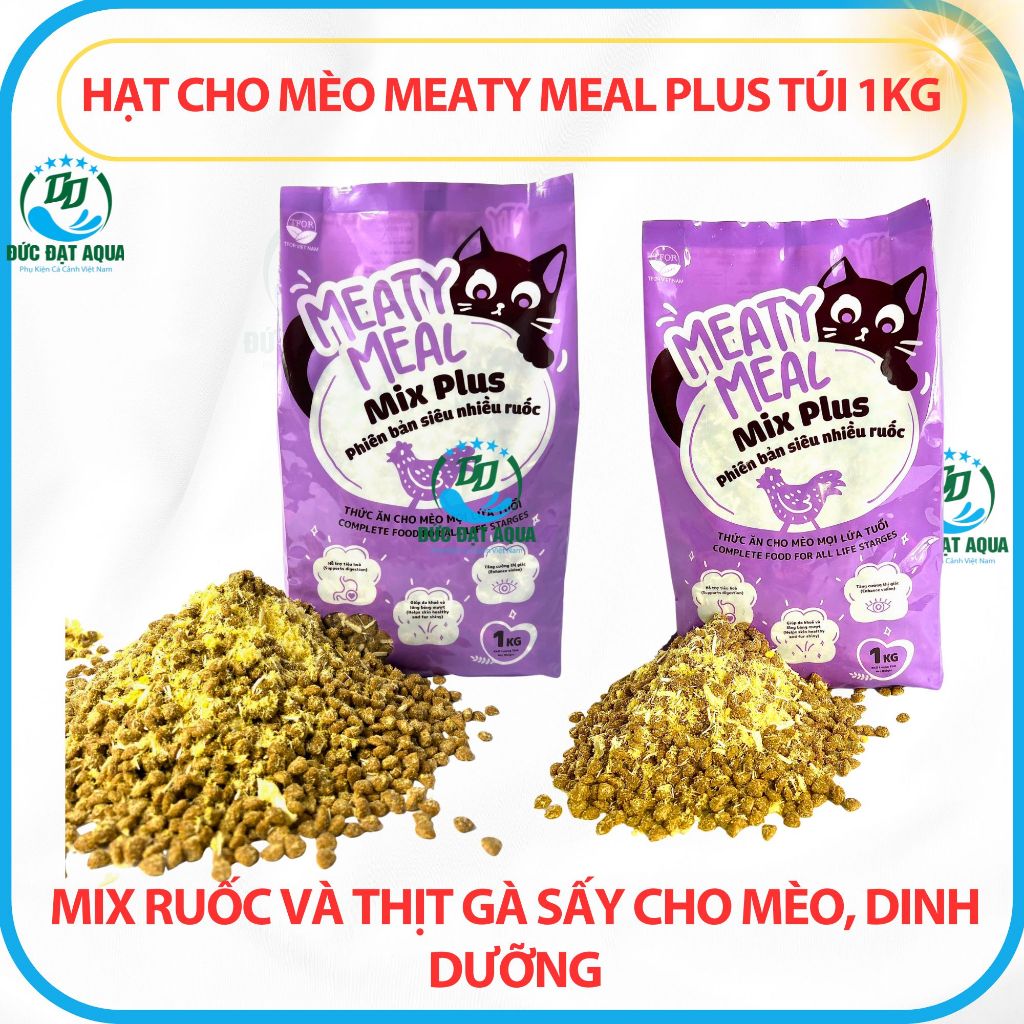 Hạt cho mèo MEATY MEAL PLUS Túi 1KG mix ruốc và thịt gà sấy cho mèo, dinh dưỡng tốt cao cấp 4