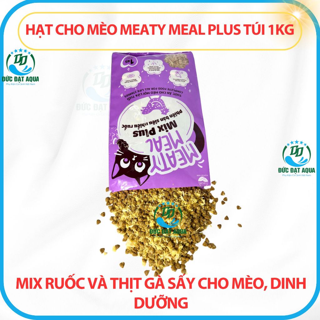 Hạt cho mèo MEATY MEAL PLUS Túi 1KG mix ruốc và thịt gà sấy cho mèo, dinh dưỡng tốt cao cấp 7