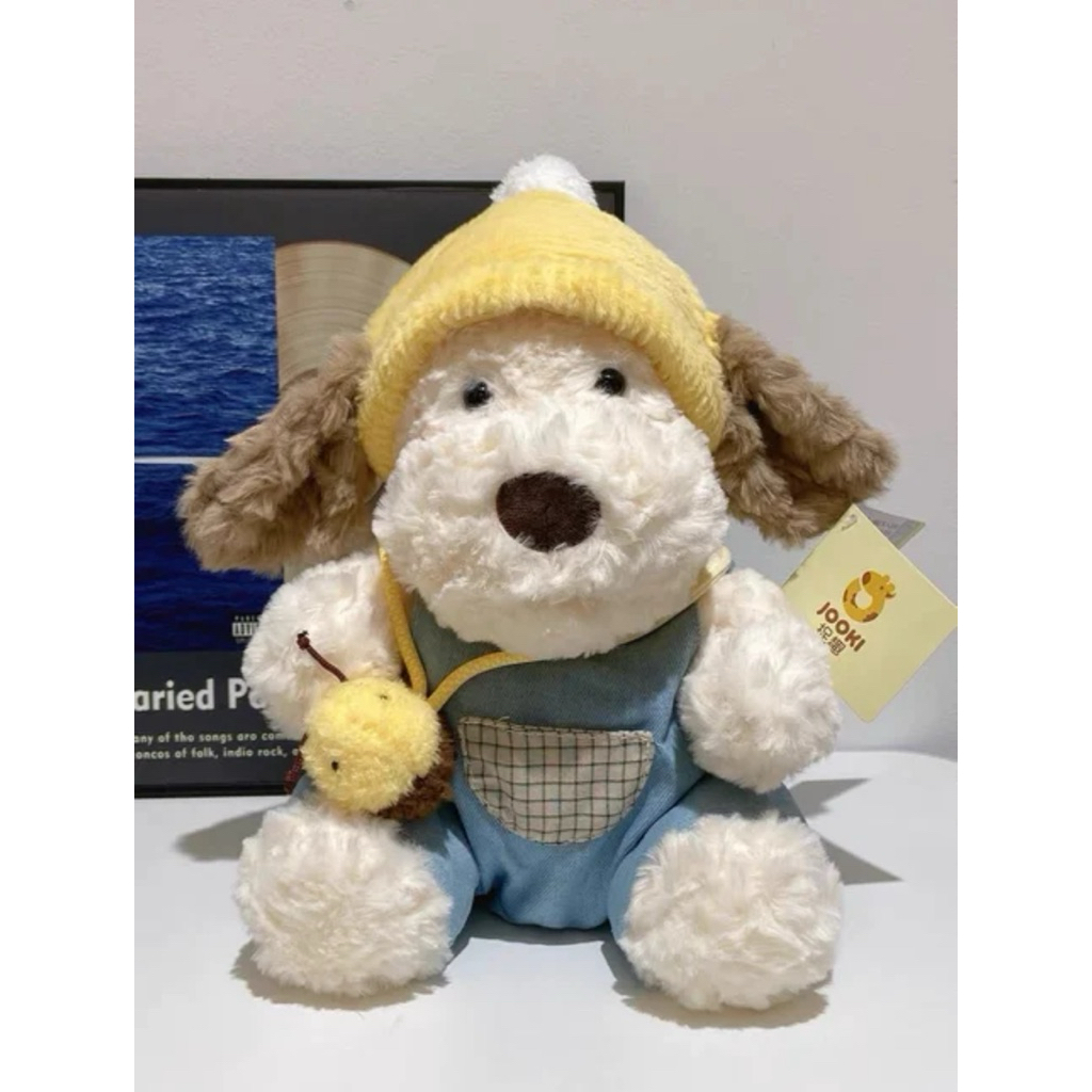Gấu Thú Bông Puppy Cún Chó Đi Học Nón Vàng Bận Yếm Đeo Vòng Cổ Con Ong Quà Tặng Độc Đáo Lông Xù Siêu Mềm Mịn Dễ Thương