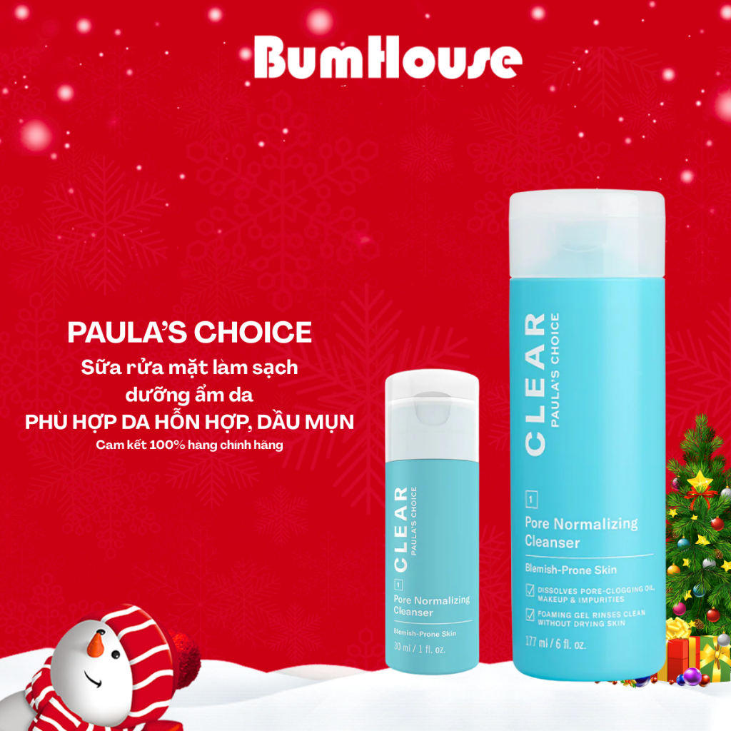 [HÀNG CTY] Sữa rửa mặt Paula's Choice Clear Pore Normalizing Cleanser làm sạch da và giảm dầu thừa 30ml/177ml