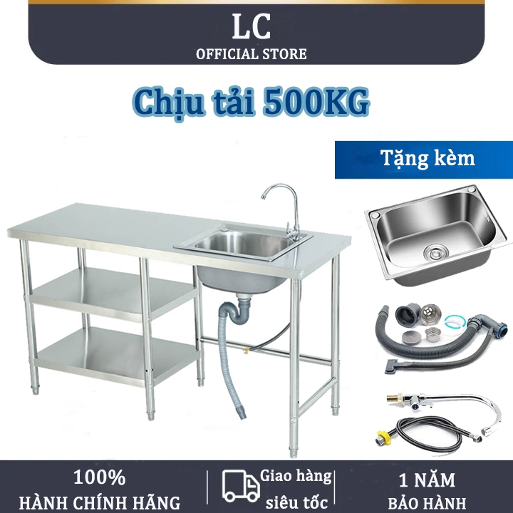 Kệ Để Bếp Inox 304 Bàn Làm Việc Kèm Chậu Rửa 1 Hộc 1 Cánh Lưu Trữ Đa ...