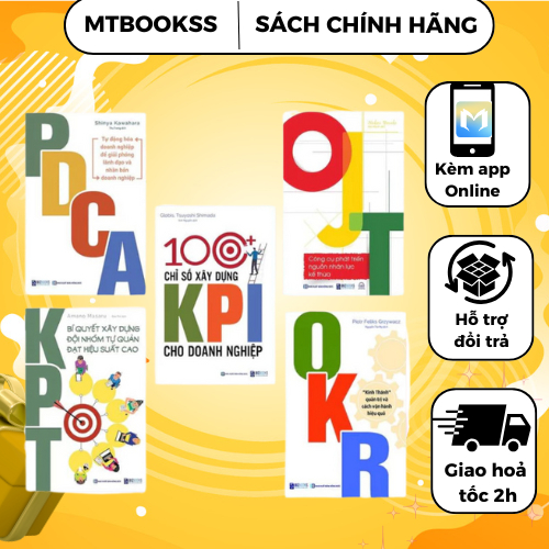 Sách -Combo 5 cuốn Trọn bộ Quản trị và vận hành doanh nghiệp từ A - Z: PDCA + OKR + OJT + KPT + 100 chỉ số xây dựng KPI
