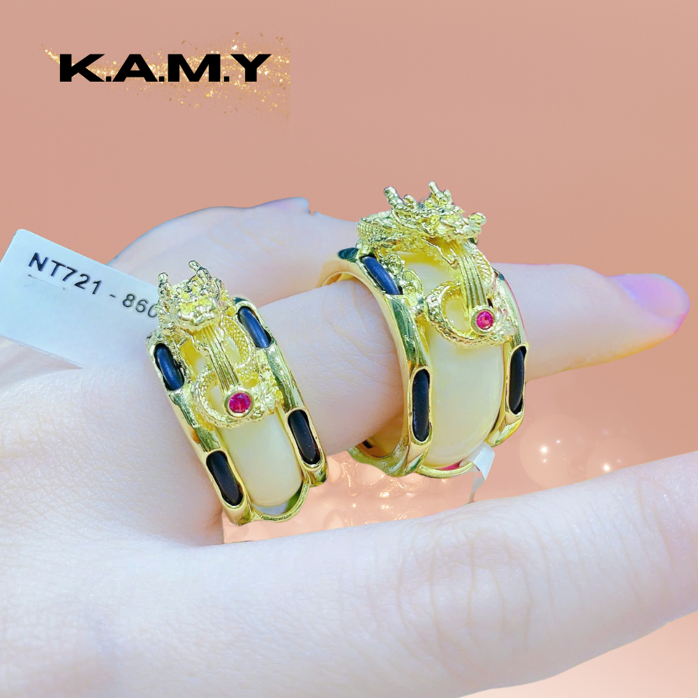 Nhẫn Nam Lông Đuôi Voi May Mắn - Đá Rồng Vàng Sang Trọng Dễ Phối Đồ - Trang sức KAMY