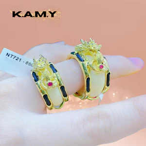 Nhẫn Nam Lông Đuôi Voi May Mắn - Đá Rồng Vàng Sang Trọng Dễ Phối Đồ - Trang sức KAMY