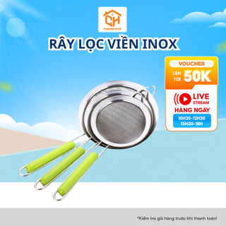 Rây Lọc Viền Inox Cán Xanh. Lọc Bột Cháo, Thức Ăn Cho Bé Ăn Dặm Lọc Siêu Mịn Cam Homeware