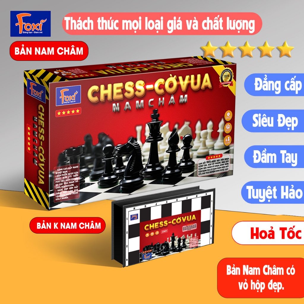 Bộ Cờ Vua Nam Châm xịn xò Bàn 28,31,36,42cm Foxi-Chess-Cờ vua quốc tế Kèm Hộp Đựng