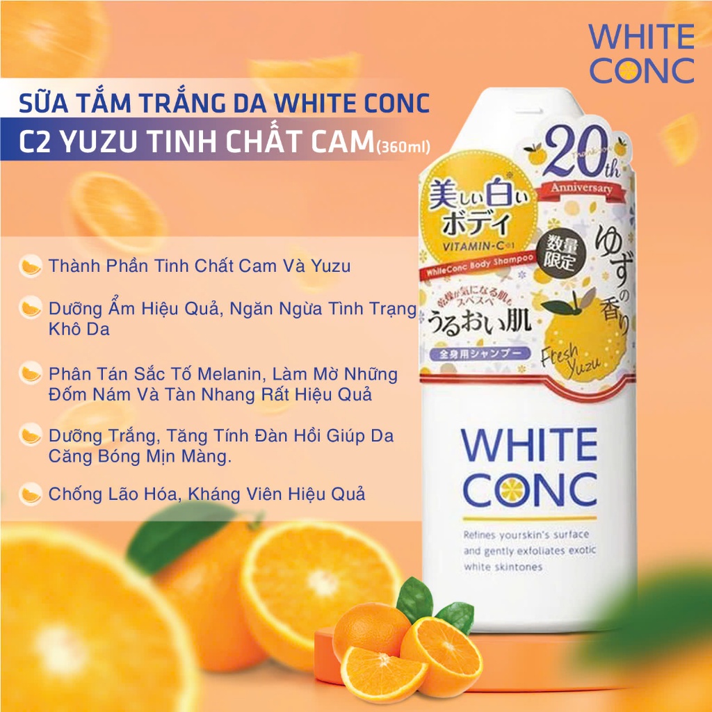 Sữa Tắm Dưỡng Trắng Da White Conc White Conc C Ii Yuzu Scent 360ml