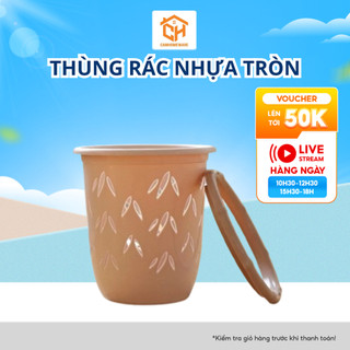 Thùng Rác Nhựa Tròn Không Nắp, Sọt Rác Văn Phòng Cam Homeware