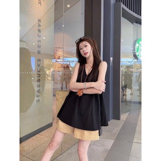 Set áo đũi 3 lỗ cổ tim kèm quần short ống rộng cá tính ChangStore - S19
