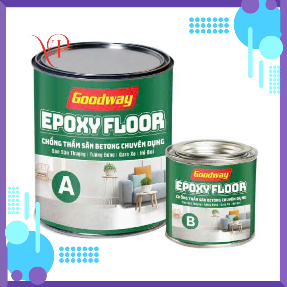 {Bộ 1Kg} Sơn Sàn Chống Thấm EPOXY FLOOR GOODWAY-Sơn chống thấm sân thượng, tường, kho xưởng, hồ bơi