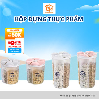 Hộp Đựng Thực Phẩm CamCamHome Trong Suốt  Chia Ngăn Có Vạch Đo Tiện Dụng Cho Nhà Bếp