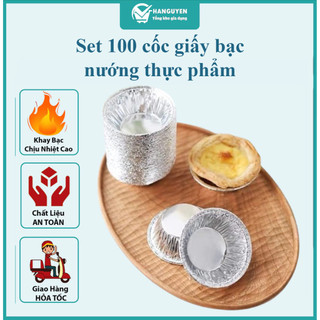 Set 100 cốc giấy bạc nướng thực phẩm - khuôn nướng tart trứng, bánh, hàu tiện dụng