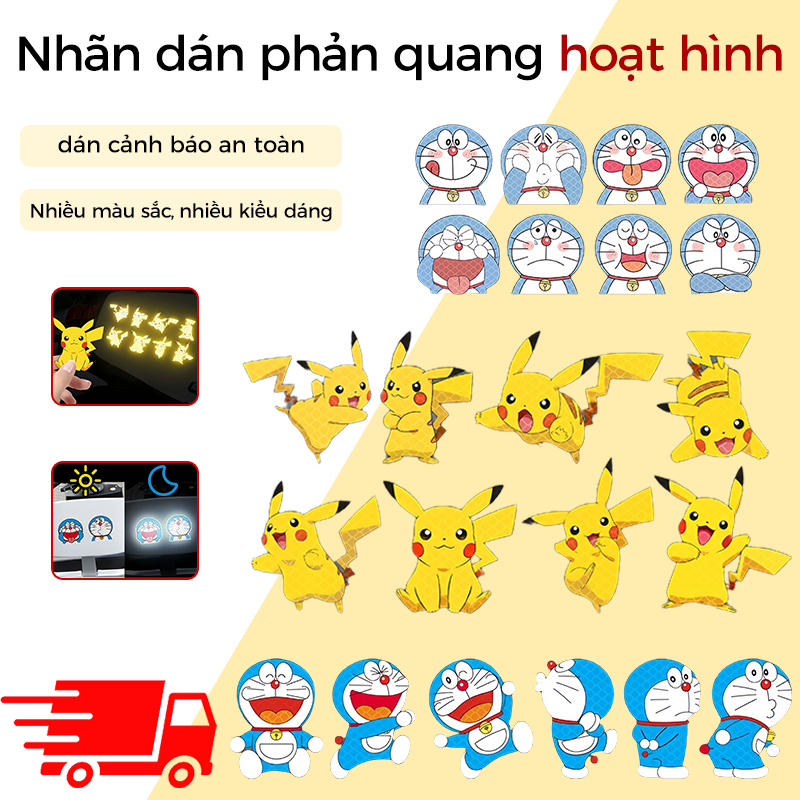 Nhãn dán phản quang hoạt hình ôtô xe máy miếng Xe Điện Dán Phản Quang Cảnh Báo An Toàn Chống Va Chạm Chống Nước
