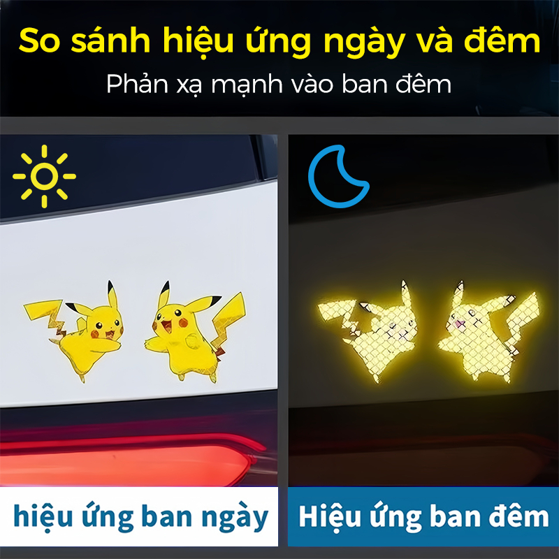 Nhãn dán phản quang hoạt hình ôtô xe máy miếng Xe Điện Dán Phản Quang Cảnh Báo An Toàn Chống Va Chạm Chống Nước