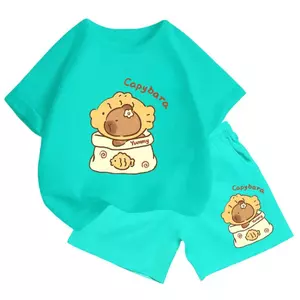 Set quần áo trẻ em – In CapyBara ăn bánh cá Yummy ngộ nghĩnh, chất cotton thoáng khí (M 219)
