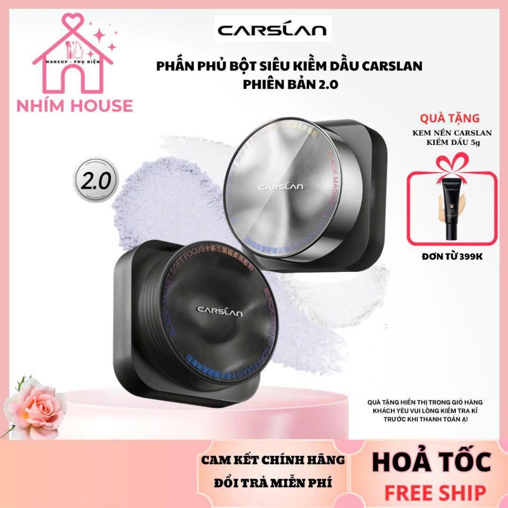 CARSLAN Phấn phủ bột Black Magnet Phiên Bản Mới 2.0 Kiềm Dầu Và Lành Tính Với Da | NHÍM HOUSE