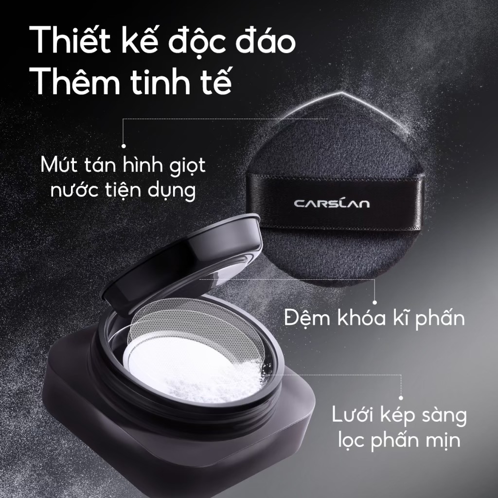 CARSLAN Phấn phủ dạng bột kiềm dầu cao, chống nước không trôi không lem 8g | NHÍM HOUSE