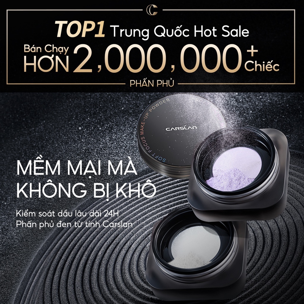 CARSLAN Phấn phủ dạng bột kiềm dầu cao, chống nước không trôi không lem 8g | NHÍM HOUSE