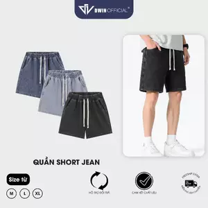 Quần short jean cotton nam nữ DWIN đùi jean cotton wash form rộng basic unisex chống nhăn không xù QS05A