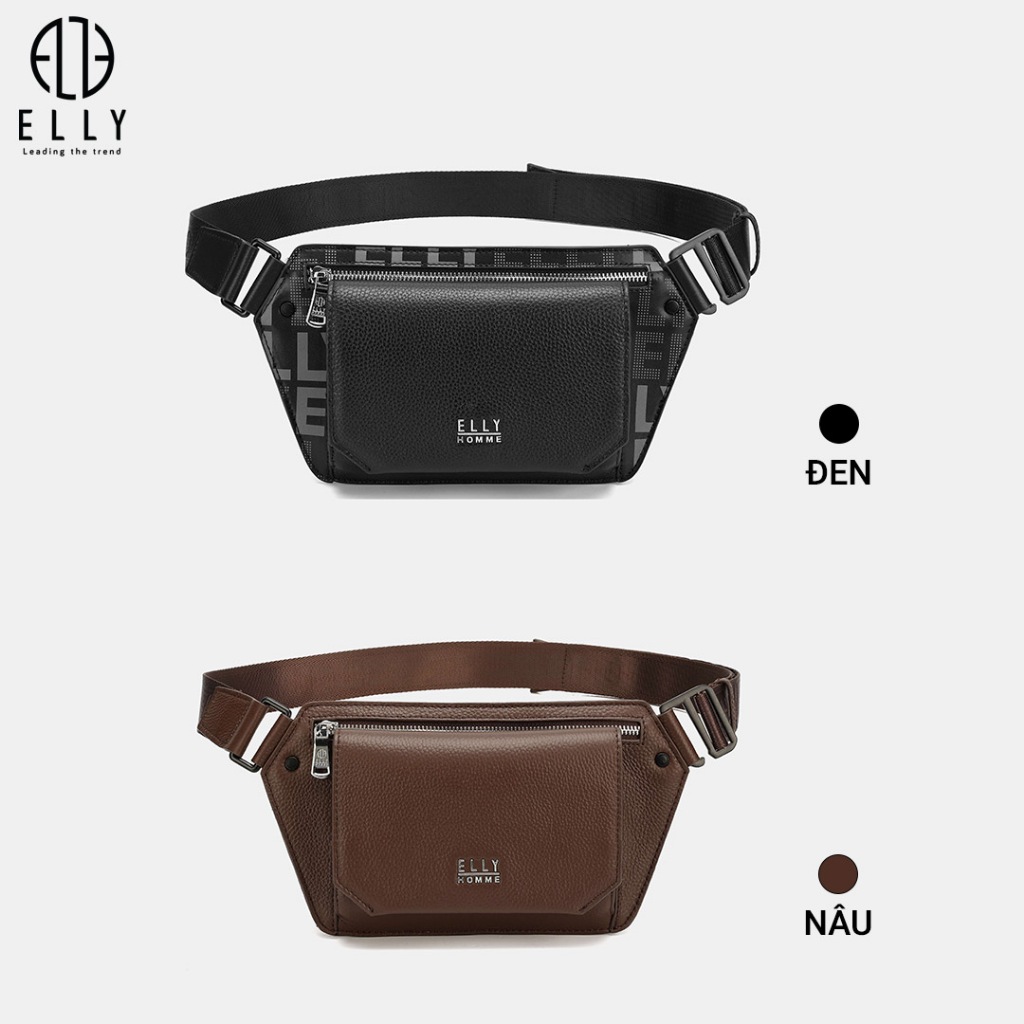 Cặp Công Sở Nam ELLY HOMME Da Thật Cao Cấp Bao Tử Đeo Chéo Cầm Tay Đựng Vừa Laptop – ETM29
