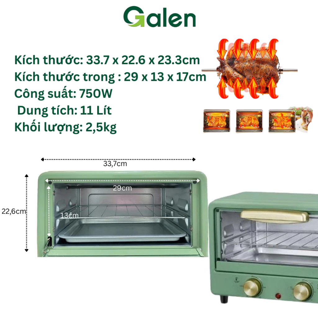 Lò Nướng Điện Dung Tích 11 Lít, Công Suất 700W Giá Rẻ, Chuyên Dùng Để Nướng Gà, Nướng Thịt, Nướng Cá
