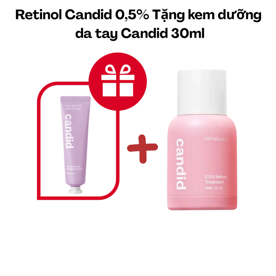 Hoạt Chất Retinol 1.0% /0.5%/0.3% Hỗ Trợ Tái Tạo Làn Da & Cải Thiện Nếp Nhăn CANDID Retinol Treatment 30ml