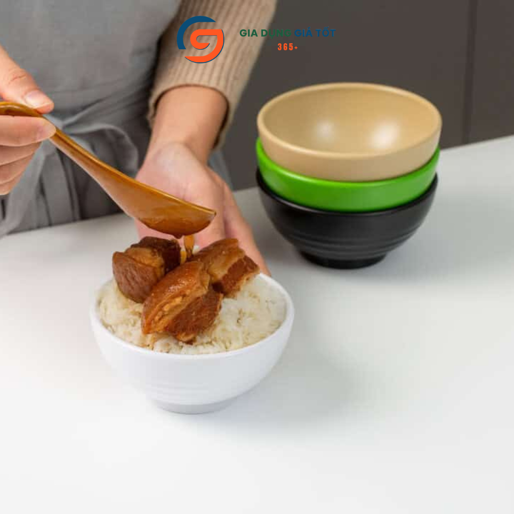 Bát nhựa ăn cơm Song Long mẫu mới - chén nhựa ăn cơm dày dặn, bát ăn cơm gia đình