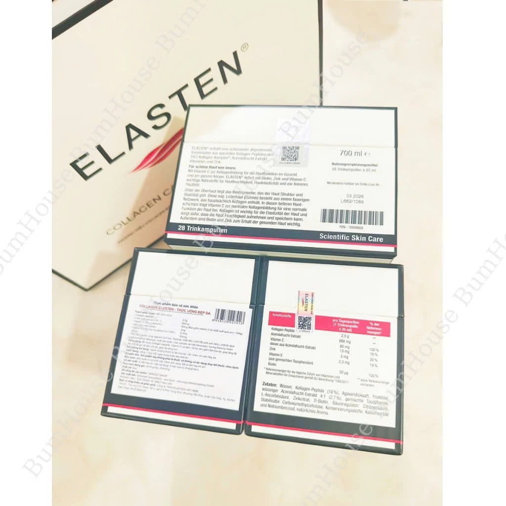 [HÀNG CTY ] Collagen Elasten Đức Dưỡng Da Đức Giúp Da Căng Mịn, Giảm Lão Hóa Hộp 7 ống 28 ống x 25ml