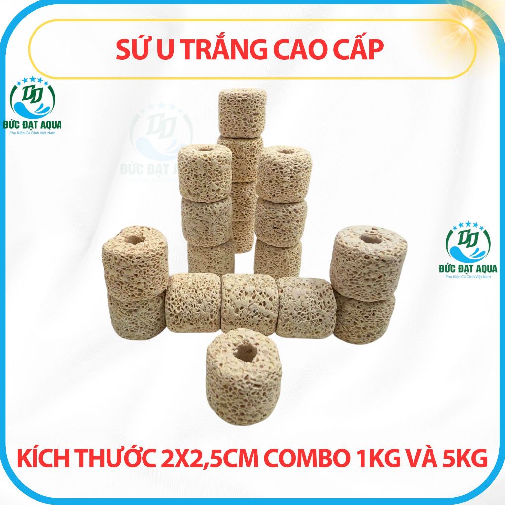 Sứ U trắng CAO CẤP bề mặt nhiều lỗ - combo 1kg và 5kg Vật liệu lọc cá cảnh, hồ koi thuỷ sinh 6