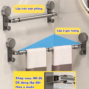 Thanh treo khăn nhà tắm OMISEPH lắp đặt hút chân không, chất liệu nhôm hàng không chống gỉ