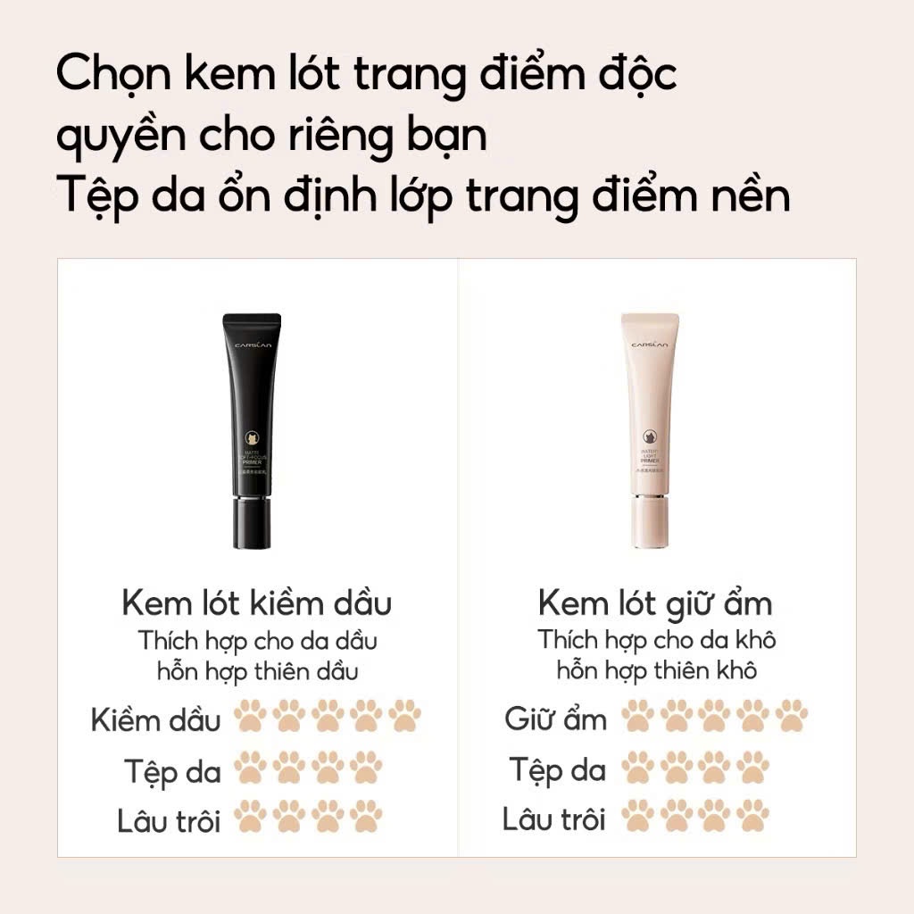 CARSLAN Kem lót PRIMER water light 24h dưỡng ẩm kiểm soát dầu lâu trôi 35g và mini 10g | NHÍM HOUSE