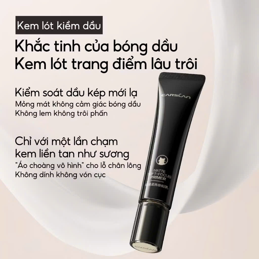 CARSLAN Kem lót PRIMER water light 24h dưỡng ẩm kiểm soát dầu lâu trôi 35g và mini 10g | NHÍM HOUSE