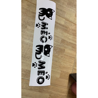 tem dán trang trí xe điện hình mèo méo meo