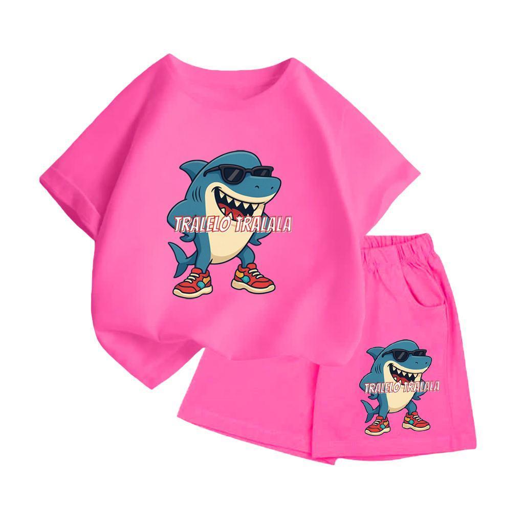 Bộ quần áo cotton trẻ em – In cá mập Tralelo Tralala đáng yêu, mặc mát, không lo bí bách (M 223)