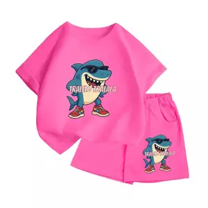 Bộ quần áo cotton trẻ em – In cá mập Tralelo Tralala đáng yêu, mặc mát, không lo bí bách (M 223)