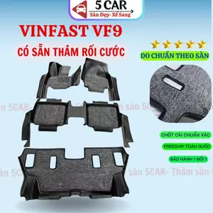 Thảm lót sàn NHỰA đúc TPE 5D xe Vinfast VF9 6 chỗ, 7 chỗ, Mẫu Tràn viền bậc cửa - MẪU BẬC DÀI