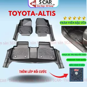 Thảm lót sàn NHỰA đúc TPE 5D xe Toyota Corolla Altis 2014-2021, 2022-2025, Mẫu Tràn viền bậc cửa - MẪU BẬC DÀI