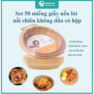 Set 50 Miếng Giấy Nến Lót Nồi Chiên Không Dầu - Giảm Thiểu Tối Đa Dầu Mỡ Bám Vào Nồi Chiên Có Hộp