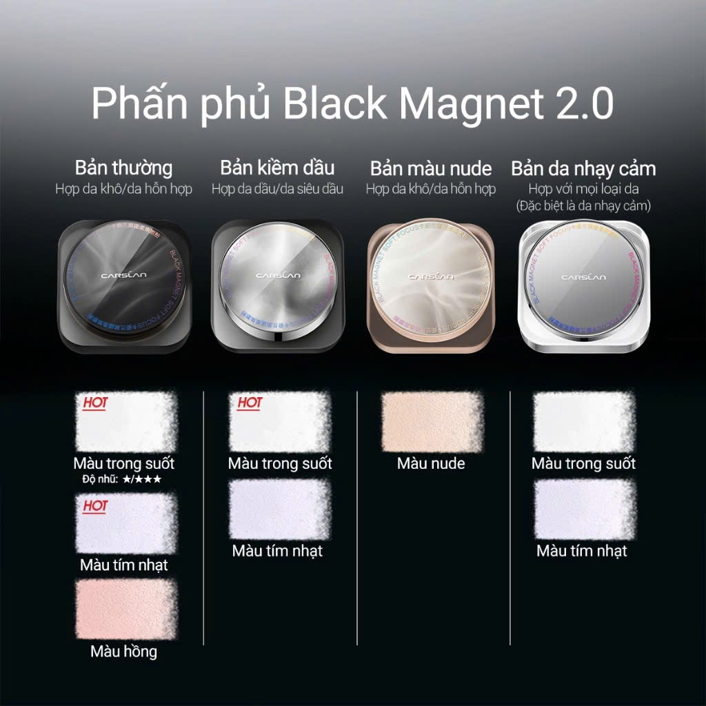 CARSLAN Phấn phủ bột Black Magnet Phiên Bản Mới 2.0 Kiềm Dầu Và Lành Tính Với Da | NHÍM HOUSE