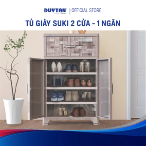 Tủ giày dép SUKI 2 Cánh -1 Ngăn DUY TÂN kệ đựng giày có ngăn kéo tủ, cửa cánh chống bám bụi, nhựa PP