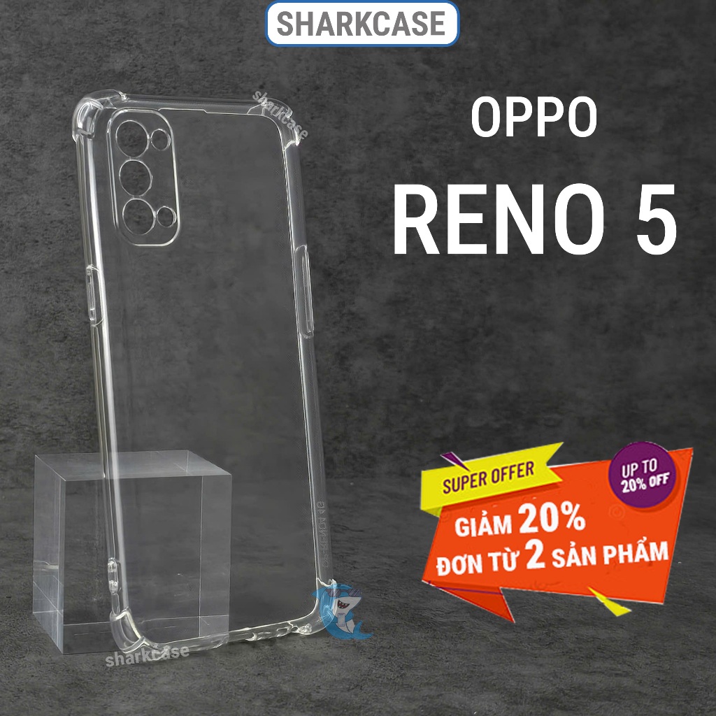 Ốp lưng Oppo reno5, reno 5 4G 5G nhựa dẻo trong suốt silicon chống sốc bảo vệ cam đt sharkcase
