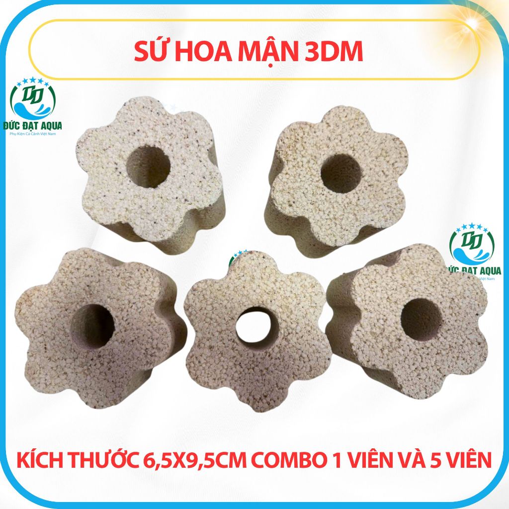 Sứ Lọc Hoa Mận cao cấp combo 1 & 5 viên, kt 6,5x9,5cm - Vật Liệu Lọc Cá Cảnh,cá rồng Bể Thủy Sinh 3