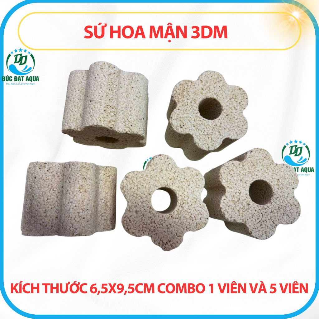 Sứ Lọc Hoa Mận cao cấp combo 1 & 5 viên, kt 6,5x9,5cm - Vật Liệu Lọc Cá Cảnh,cá rồng Bể Thủy Sinh 7
