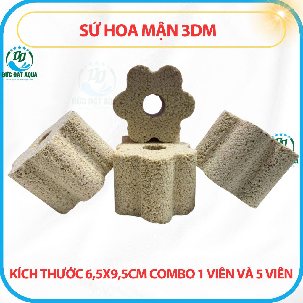 Sứ Lọc Hoa Mận cao cấp combo 1 & 5 viên, kt 6,5x9,5cm - Vật Liệu Lọc Cá Cảnh,cá rồng Bể Thủy Sinh