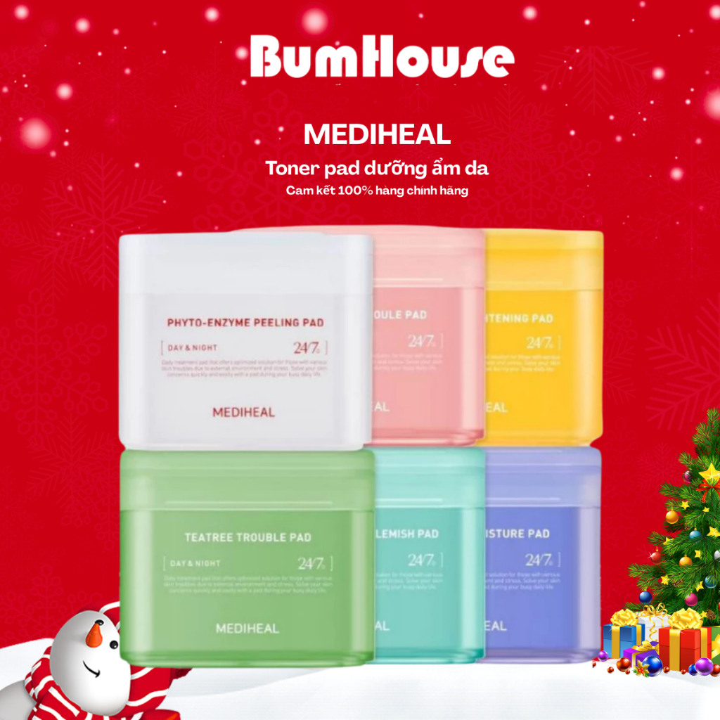 Toner Pad MEDIHEAL Tea Tree/Watermide/Collage/Madecassoside/Retinol/Phyto Dưỡng ẩm da 180 ml 90/100m