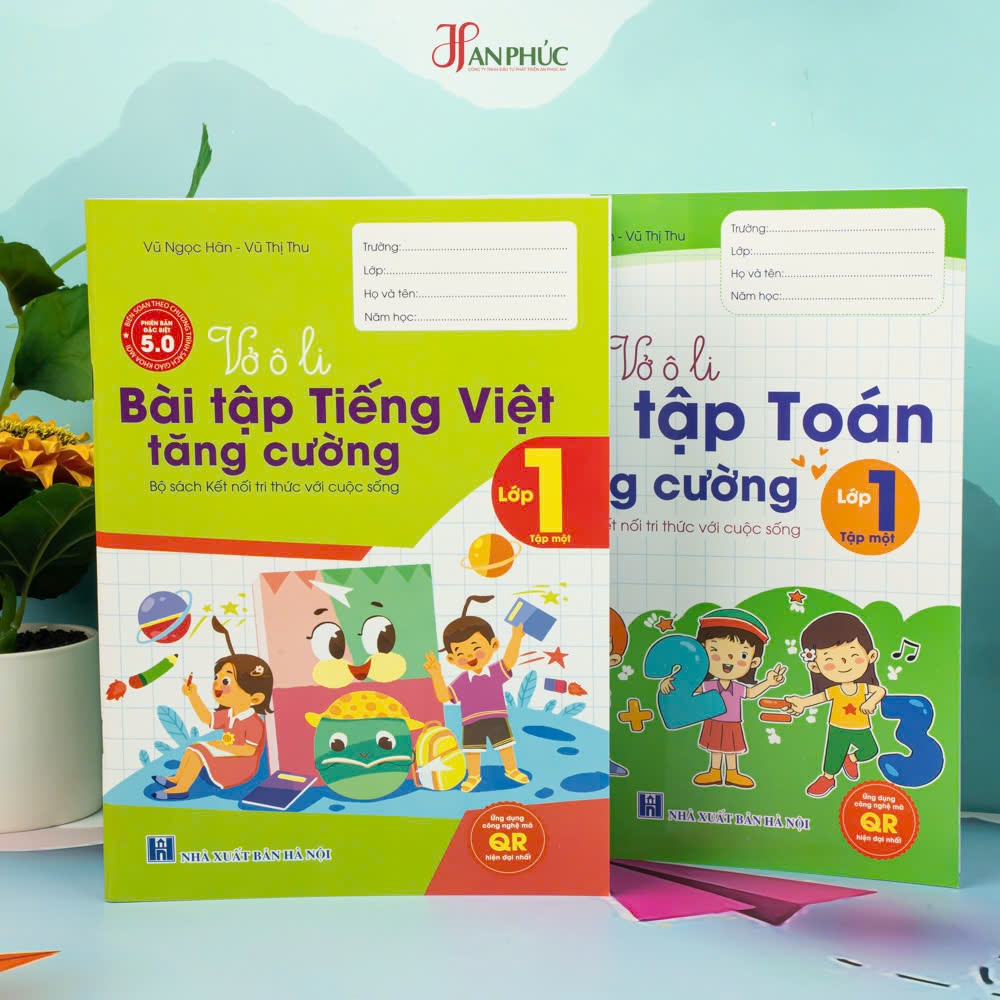 Sách - H An Phúc -  Vở ô li Bài Tập Tiếng Việt và Toán Tăng Cường Lớp 1 tập 1 - Kết Nối
